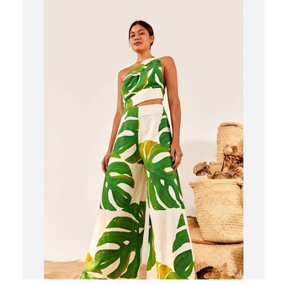 FARM Rio Green Leaf Print Jumpsuit - Picture 1 of 8